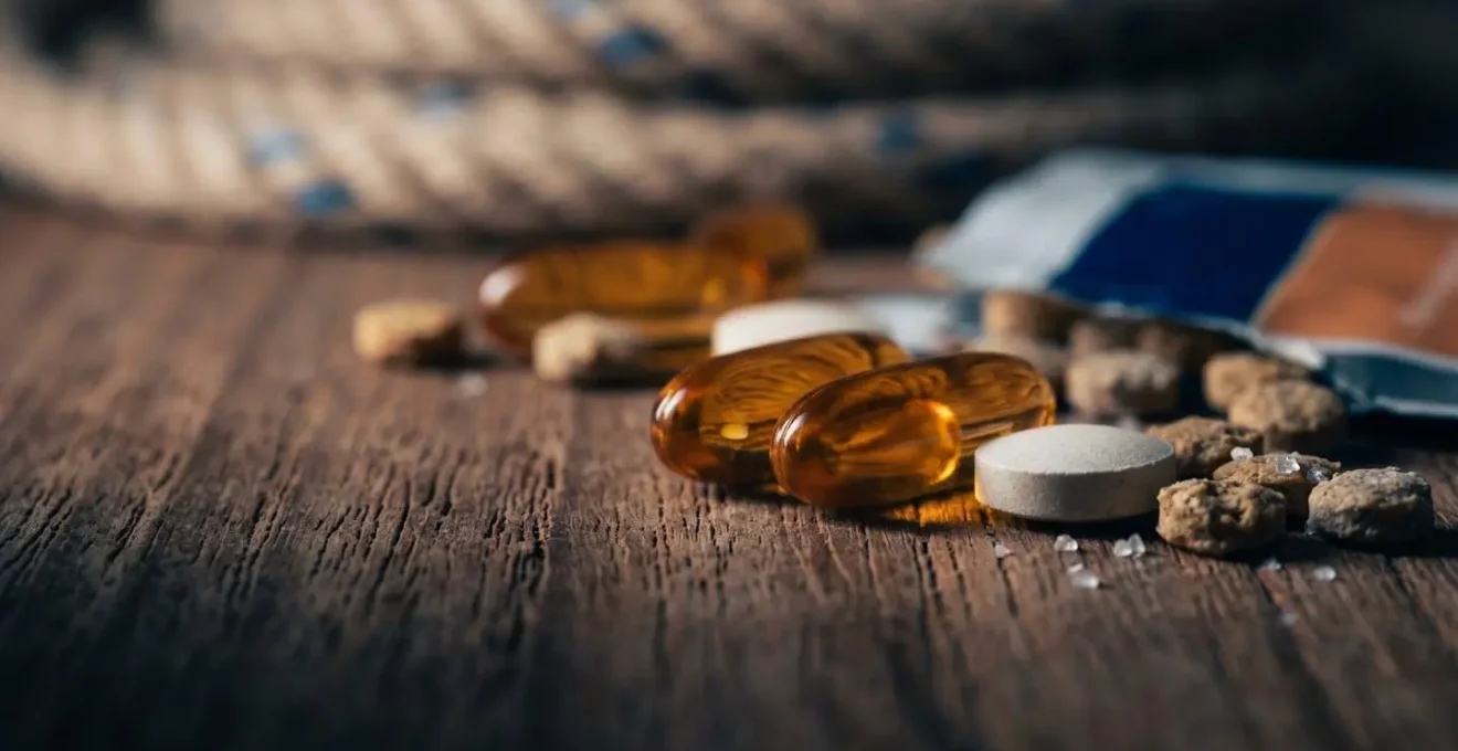 Aliments lyophilisés et compléments nutritionnels pour navigation hauturière de longue distance