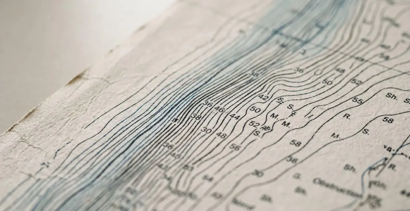 Carte marine avec lignes de sonde révélant le relief sous-marin et zones de courant
