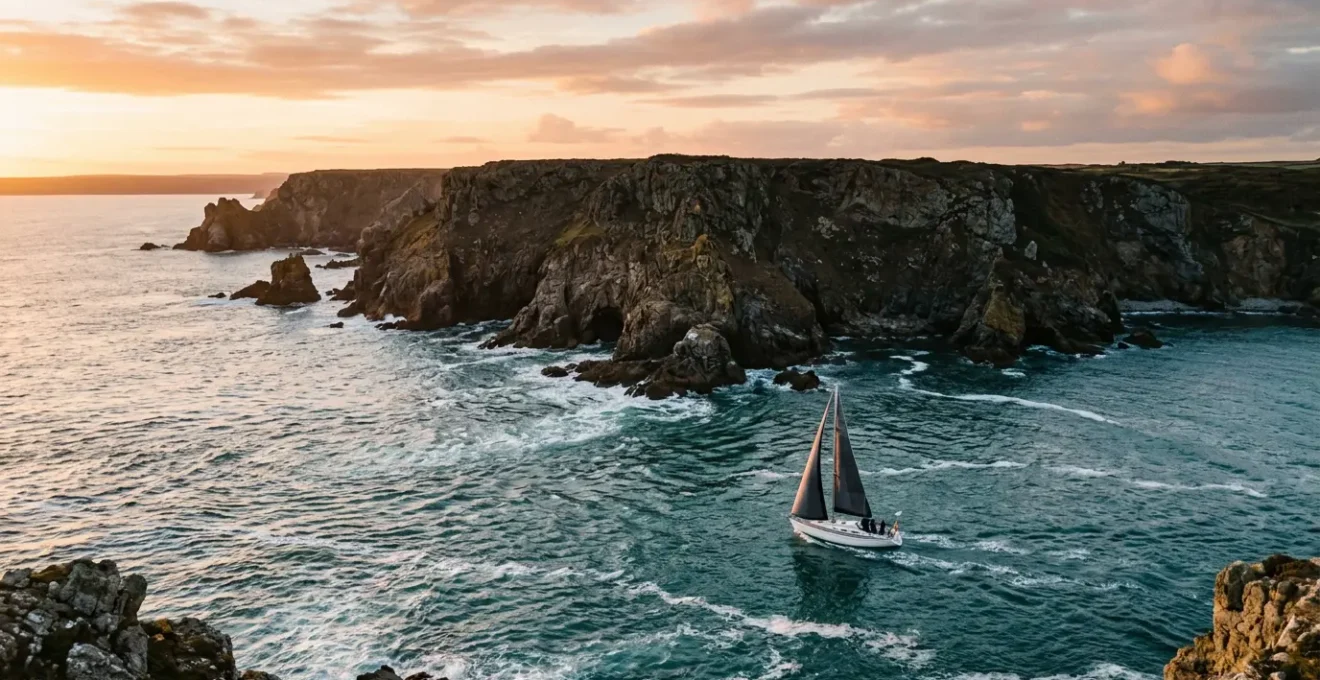 Navigation côtière de précision près de côtes rocheuses avec courants visibles