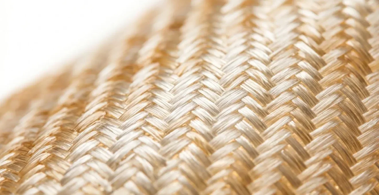 Vue macro de fibres de verre imprégnées de résine par procédé d'infusion sous vide