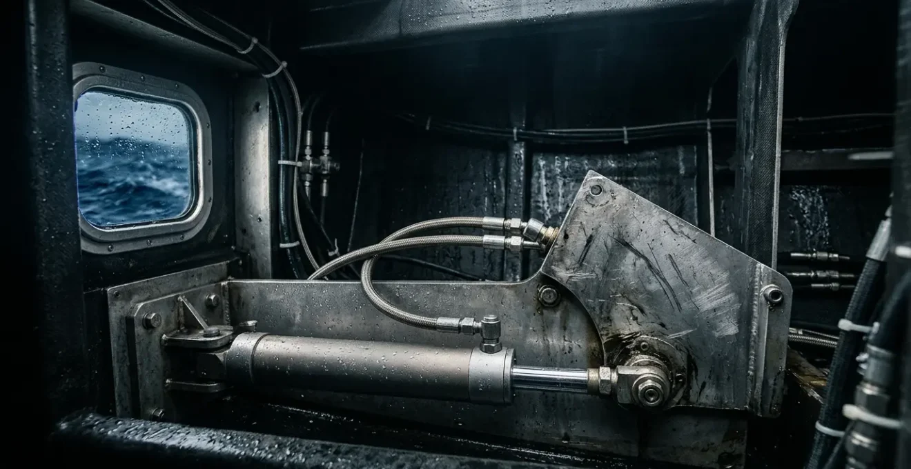 Système de vérin de barre d'un voilier hauturier en conditions de tempête